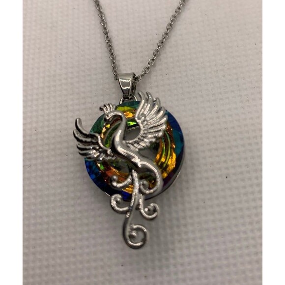 Phoenix Multi Crystal colored Pendant Necklace - Picture 4 of 11